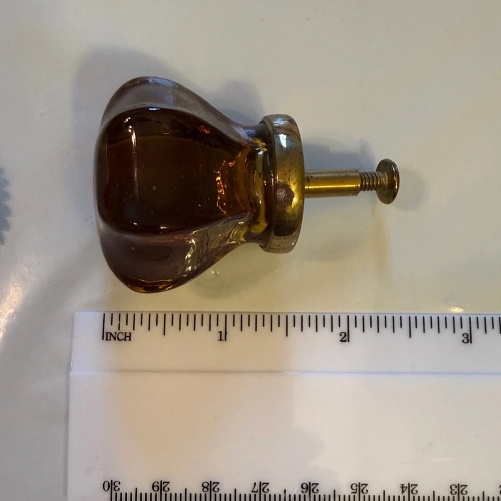 Antique Amber Glass Knobs. Set of 4